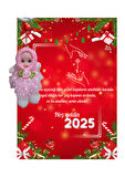 Yeni Yıl 2025 Kart Üzerinde Anahtarlık (Kişiye Özel Yazı Yazdırılabilir) Tütü Bebek 