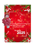 Yeni Yıl 2025 Kart Üzerinde Anahtarlık (Kişiye Özel Yazı Yazdırılabilir) Tütü Bebek 