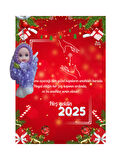 Yeni Yıl 2025 Kart Üzerinde Anahtarlık (Kişiye Özel Yazı Yazdırılabilir) Tütü Bebek 