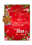 Yeni Yıl 2025 Kart Üzerinde Anahtarlık (Kişiye Özel Yazı Yazdırılabilir) Tütü Bebek  5 Adet