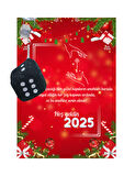 Yeni Yıl 2025 Kart Üzerinde Anahtarlık (Kişiye Özel Yazı Yazdırılabilir) Zar Model