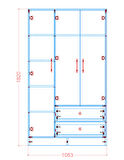 Cabinse %100 MDF 3 Kapaklı 2 Çekmeceli 7 Raflı Gardırop - Kolay Kurulum Animasyonu LEFKAS MEŞE SOFT BEYAZ BAROK CEVİZ