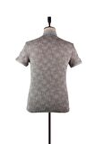 Kısa Kol Jakarlı Pike Gömlek Yaka Slim Fit Dar Kesim Klasik T-Shirt 1011220137 Koyu Antrasit