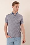 Kısa Kollu Baskılı MerserizePamuklu Casual Slim Fit Dar Kesim T-Shirt 1011230151 Lacivert