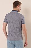 Kısa Kollu Baskılı MerserizePamuklu Casual Slim Fit Dar Kesim T-Shirt 1011230151 Lacivert
