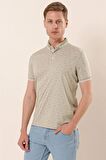 Kısa Kollu Baskılı MerserizePamuklu Casual Slim Fit Dar Kesim T-Shirt 1011230151 Açık Bej