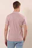Kısa Kollu Baskılı MerserizePamuklu Casual Slim Fit Dar Kesim T-Shirt 1011230151 Pudra