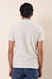 Kısa Kollu Çizgili JakarlıGarnili Pamuklu Casual Slim Fit T-Shirt 1011230159 Koyu Mavi