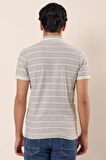 Kısa Kollu Çizgili ArmürlüPamuklu Casual Slim Fit Dar Kesim T-Shirt 1011230167 Gri