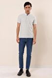 Kısa Kollu Çizgili ArmürlüPamuklu Casual Slim Fit Dar Kesim T-Shirt 1011230167 Koyu Mavi