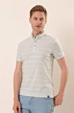 Kısa Kollu Çizgili ArmürlüPamuklu Casual Slim Fit Dar Kesim T-Shirt 1011230167 Su Yeşili