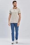 Koyu Vizon Baskılı Pike Polo Yaka Pamuklu Likralı Casual Slim Fit Dar Kesim Tişört 1011240158
