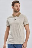 Koyu Vizon Baskılı Pike Polo Yaka Pamuklu Likralı Casual Slim Fit Dar Kesim Tişört 1011240158
