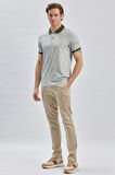 Koyu Haki Baskılı Pike Polo Yaka Pamuklu Likralı Casual Slim Fit Dar Kesim Tişört 1011240158