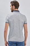 Koyu Lacivert Desenli Merserize Düğmeli Yaka Pamuklu Casual Slim Fit Dar Kesim Tişört 1011240161