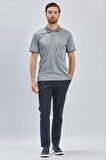 Koyu Lacivert Desenli Oxford Polo Yaka Cepli Pamuklu Klasik Comfort Fit Rahat Kesim Tişört 1011240171