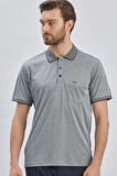 Koyu Lacivert Desenli Oxford Polo Yaka Cepli Pamuklu Klasik Comfort Fit Rahat Kesim Tişört 1011240171