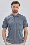 Lacivert Desenli Oxford Polo Yaka Cepli Pamuklu Klasik Comfort Fit Rahat Kesim Tişört 1011240171