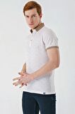 Taş Rengi Baskılı Jakarlı Düğmeli Yaka Cepli Casual Slim Fit Dar Kesim Tişört 1011240173
