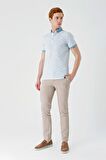 Açık Yeşil Baskılı Jakarlı Düğmeli Yaka Cepli Casual Slim Fit Dar Kesim Tişört 1011240173