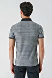Siyah Desenli Jakarlı Düğmeli Yaka Cepli Casual Slim Fit Dar Kesim Tişört 1011240174