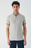 Taş Rengi Desenli Jakarlı Düğmeli Yaka Cepli Casual Slim Fit Dar Kesim Tişört 1011240175