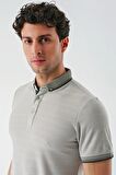 Taş Rengi Desenli Jakarlı Düğmeli Yaka Cepli Casual Slim Fit Dar Kesim Tişört 1011240175