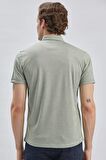 Koyu Haki Desenli Oxford Polo Yaka Cepli Pamuklu Casual Slim Fit Dar Kesim Tişört 1011240178