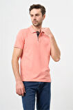 Pembe Pike Polo Yaka Pamuklu Likralı Casual Slim Fit Dar Kesim Tişört 1011240186