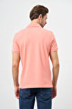 Pembe Pike Polo Yaka Pamuklu Likralı Casual Slim Fit Dar Kesim Tişört 1011240186