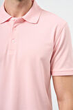 Pembe Kısa Kol Düz Pike Polo Yaka Casual Slim Fit Tişört 1011240194