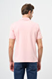Pembe Kısa Kol Düz Pike Polo Yaka Casual Slim Fit Tişört 1011240194