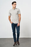 Gri Kısa Kol Düz Pike Polo Yaka Casual Comfort Fit Tişört 1011240195