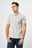 Gri Kısa Kol Düz Pike Polo Yaka Casual Comfort Fit Tişört 1011240195