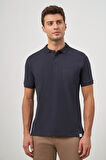 Lacivert Kısa Kol Düz Pike Polo Yaka Casual Comfort Fit Tişört 1011240195