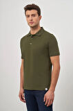 Koyu Haki Kısa Kol Düz Pike Polo Yaka Casual Comfort Fit Tişört 1011240195