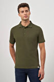 Koyu Haki Kısa Kol Düz Pike Polo Yaka Casual Comfort Fit Tişört 1011240195