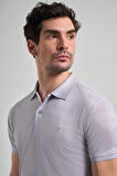 Gri Kısa Kol Baskılı Pike Polo Yaka Cepsiz esnek Casual Slim Fit Tişört 1011250150