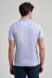 Koyu Mavi Kısa Kol Baskılı Pike Polo Yaka Cepsiz esnek Casual Slim Fit Tişört 1011250150