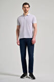 Gri Kısa Kol Baskılı Pike Polo Yaka Cepsiz esnek Casual Slim Fit Tişört 1011250151