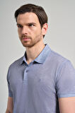 Koyu Lacivert Kısa Kol Baskılı Pike Polo Yaka Cepsiz esnek Casual Slim Fit Tişört 1011250151