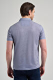 Koyu Lacivert Kısa Kol Baskılı Pike Polo Yaka Cepsiz esnek Casual Slim Fit Tişört 1011250151