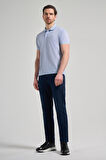 Mavi Kısa Kol Baskılı Pike Polo Yaka Cepsiz esnek Casual Slim Fit Tişört 1011250151