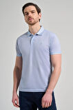 Mavi Kısa Kol Baskılı Pike Polo Yaka Cepsiz esnek Casual Slim Fit Tişört 1011250151