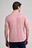 Pudra Kısa Kol Baskılı Pike Polo Yaka Cepsiz esnek Casual Slim Fit Tişört 1011250151