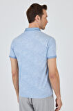 Koyu Mavi Kısa Kol Baskılı Pike Polo Yaka Cepsiz esnek Casual Slim Fit Tişört 1011250152