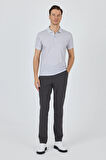 Gri Kısa Kol Baskılı Pike Polo Yaka Cepsiz esnek Casual Slim Fit Tişört 1011250153
