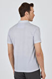 Gri Kısa Kol Baskılı Pike Polo Yaka Cepsiz esnek Casual Slim Fit Tişört 1011250153