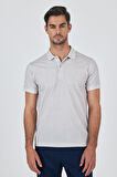 Açık Bej Kısa Kol Baskılı Pike Polo Yaka Cepsiz esnek Casual Slim Fit Tişört 1011250153