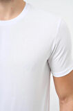 Beyaz Kısa Kol Düz Bez Ayağı Bisiklet Yaka Casual Slim Fit Tişört 1011245193